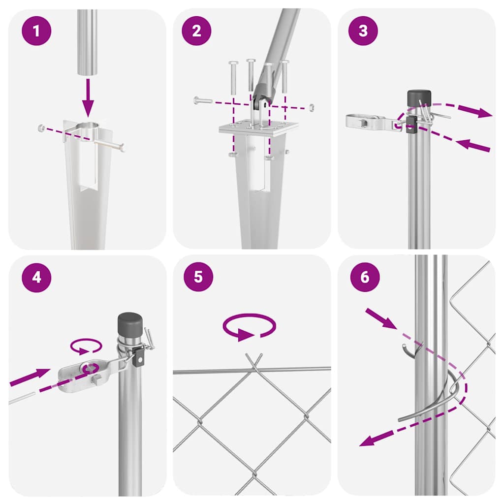 Set de Stâlpi de Gard Argintiu 10 m x 1.2 m Oțel galvanizat GartenMobel Dekor