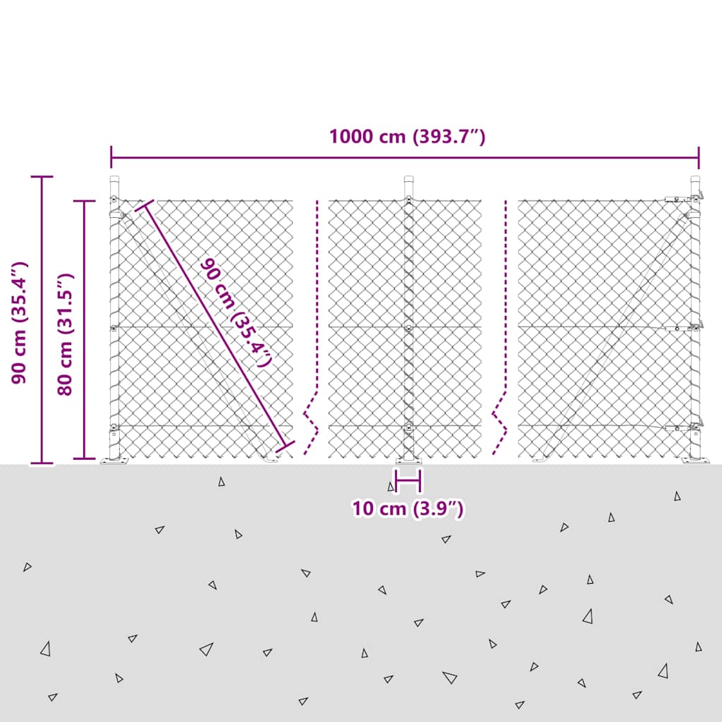 Set de Stâlpi de Gard Argintiu 10 x 0.8 m Oțel Galvanizat GartenMobel Dekor