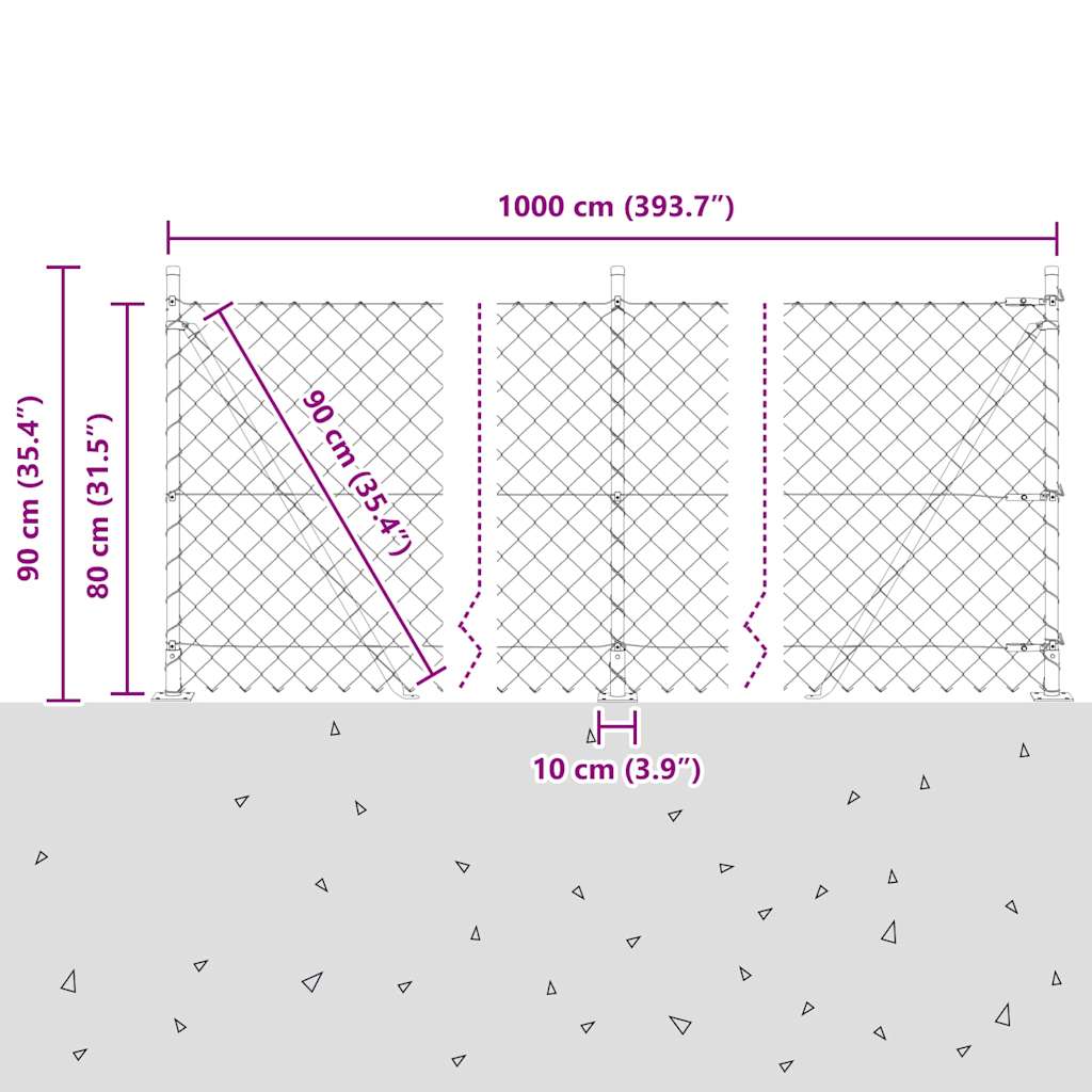 Set de Stâlpi de Gard Argintiu 10 x 0.8 m Oțel Galvanizat GartenMobel Dekor