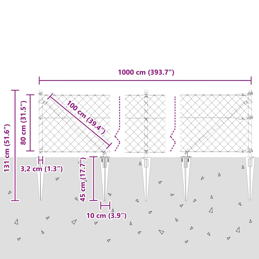 Set de Stâlpi de Gard Argintiu 10 x 0.8 m Oțel galvanizat GartenMobel Dekor