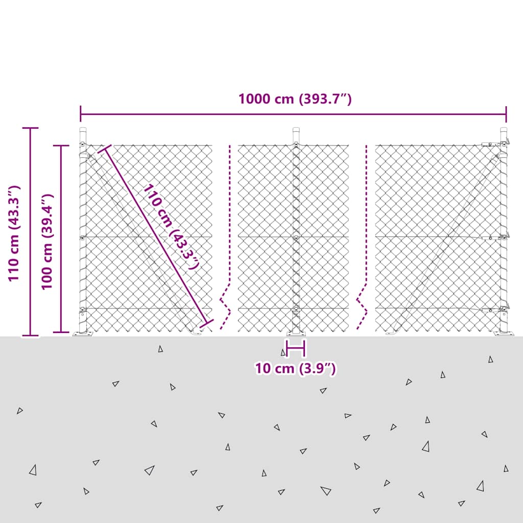 Set de Stâlpi de Gard Argintiu 10 x 1 m Oțel Galvanizat GartenMobel Dekor