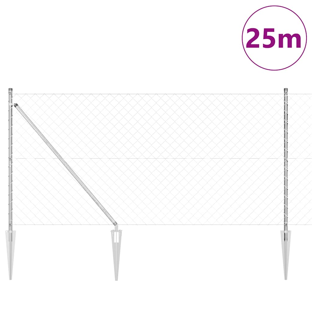 Set de Stâlpi de Gard Argintiu 25 x 1.2 m Oțel galvanizat GartenMobel Dekor