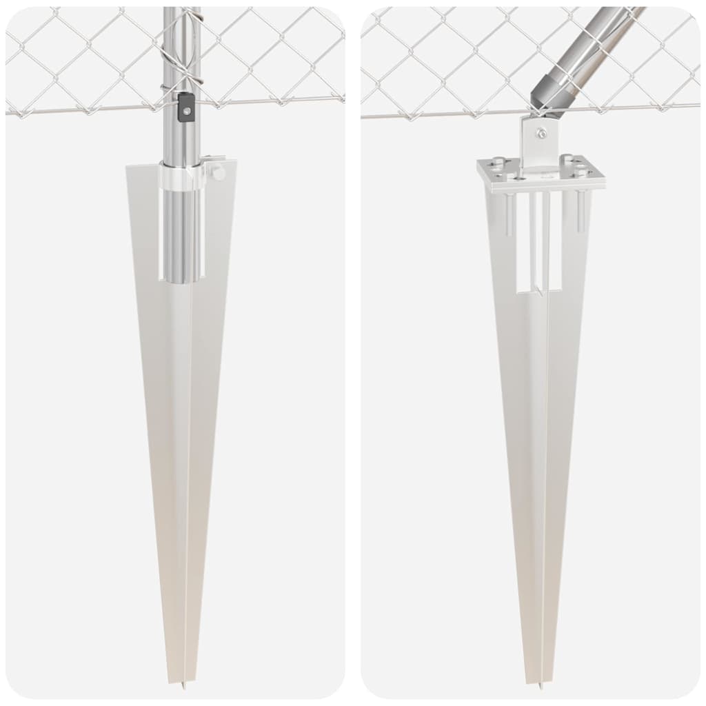 Set de Stâlpi de Gard Argintiu Kit de dimensiune completă GartenMobel Dekor