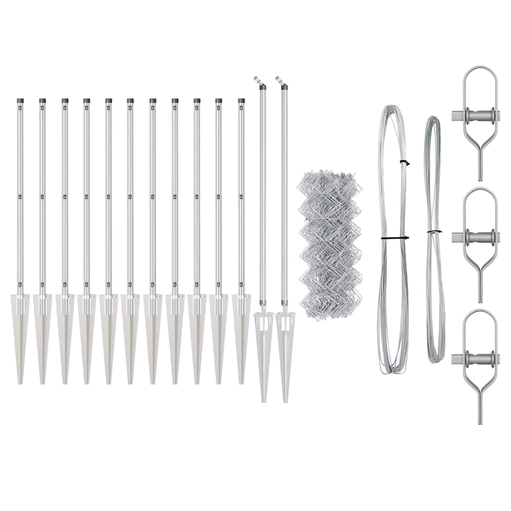 Set de Stâlpi de Gard Argintiu Kit de dimensiune completă GartenMobel Dekor