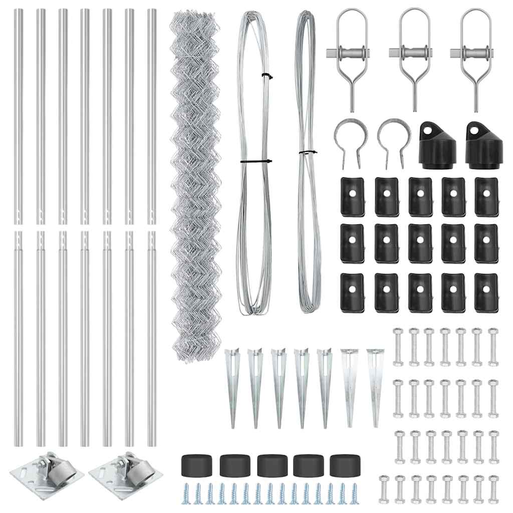 Set de Stâlpi de Gard Argintiu Negru 10x1.5m GartenMobel Dekor