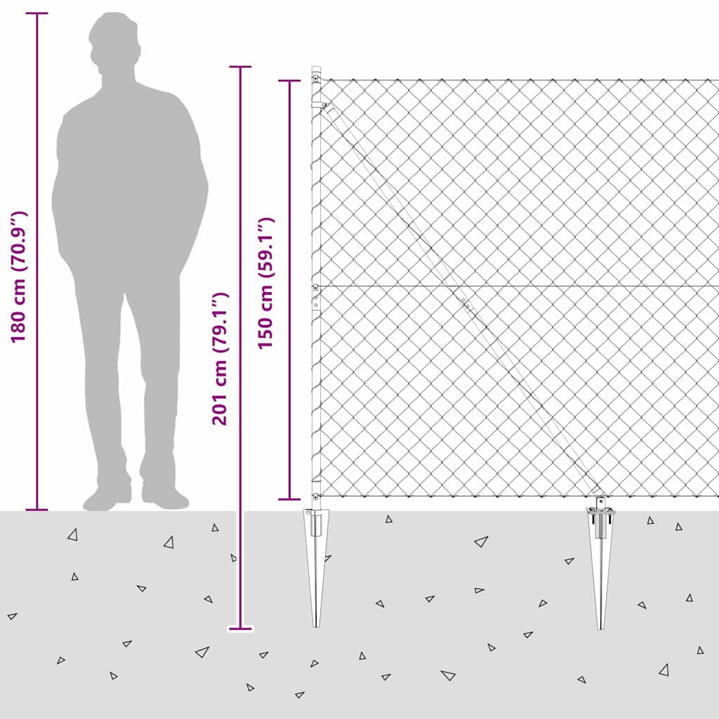 Set de Stâlpi de Gard Argintiu Negru 10x1.5m GartenMobel Dekor