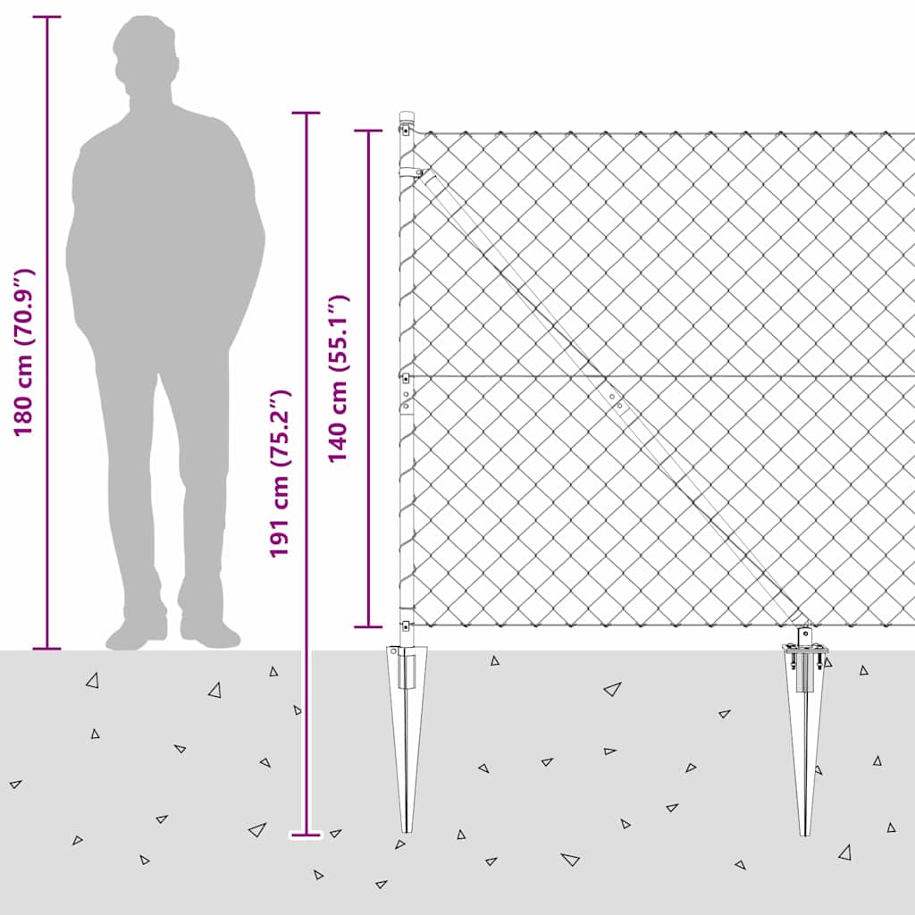 Set de Stâlpi de Gard Argintiu Oțel galvanizat GartenMobel Dekor