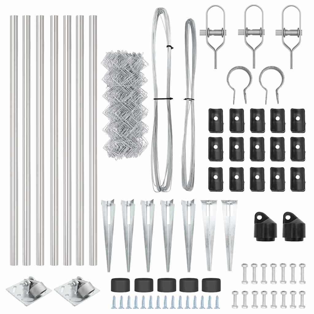 Set de Stâlpi de Gard Argintiu mare Oțel Galvanizat GartenMobel Dekor