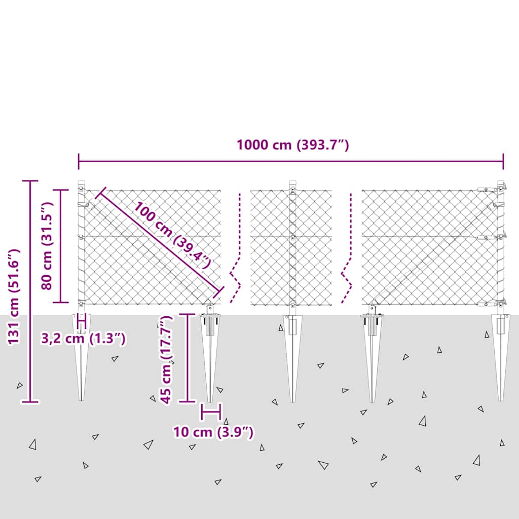 Set de Stâlpi de Gard Argintiu mare Oțel Galvanizat GartenMobel Dekor