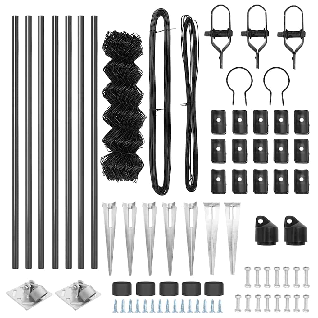 Set de Stâlpi de Gard Gri 0.4 x 10 m Oțel Galvanizat & Plastic GartenMobel Dekor