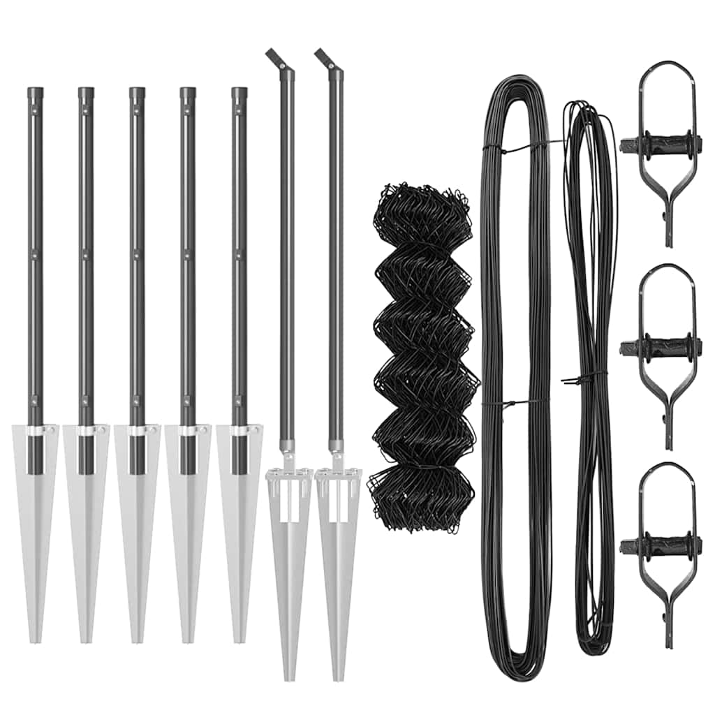 Set de Stâlpi de Gard Gri 0.8 x 10 m Oțel Galvanizat GartenMobel Dekor