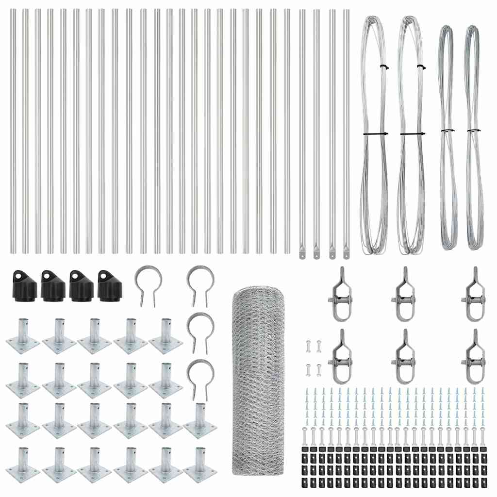 Gard cu stâlpi Argintiu 1 x 50 m otel acoperit cu PVC GartenMobel Dekor