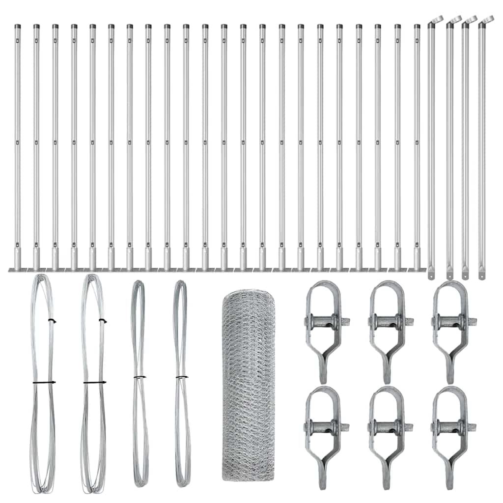 Gard cu stâlpi Argintiu 1 x 50 m otel acoperit cu PVC GartenMobel Dekor