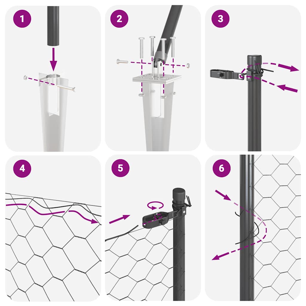 Gard cu stâlpi Gri 0.4 x 25 m otel acoperit cu PVC GartenMobel Dekor