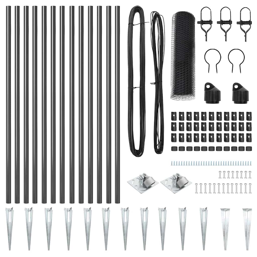 Gard cu stâlpi Gri 0.4 x 25 m otel acoperit cu PVC GartenMobel Dekor