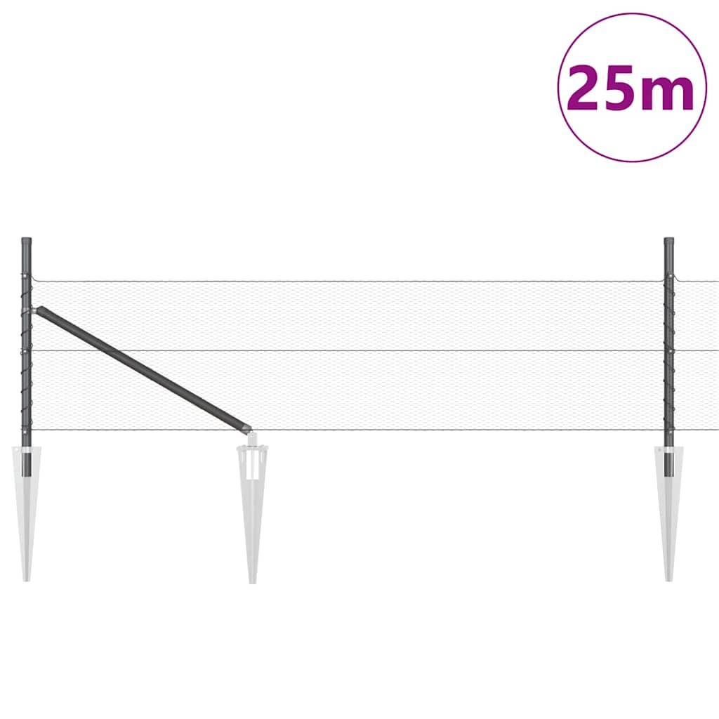 Gard cu stâlpi Gri 0.4 x 25 m otel acoperit cu PVC GartenMobel Dekor