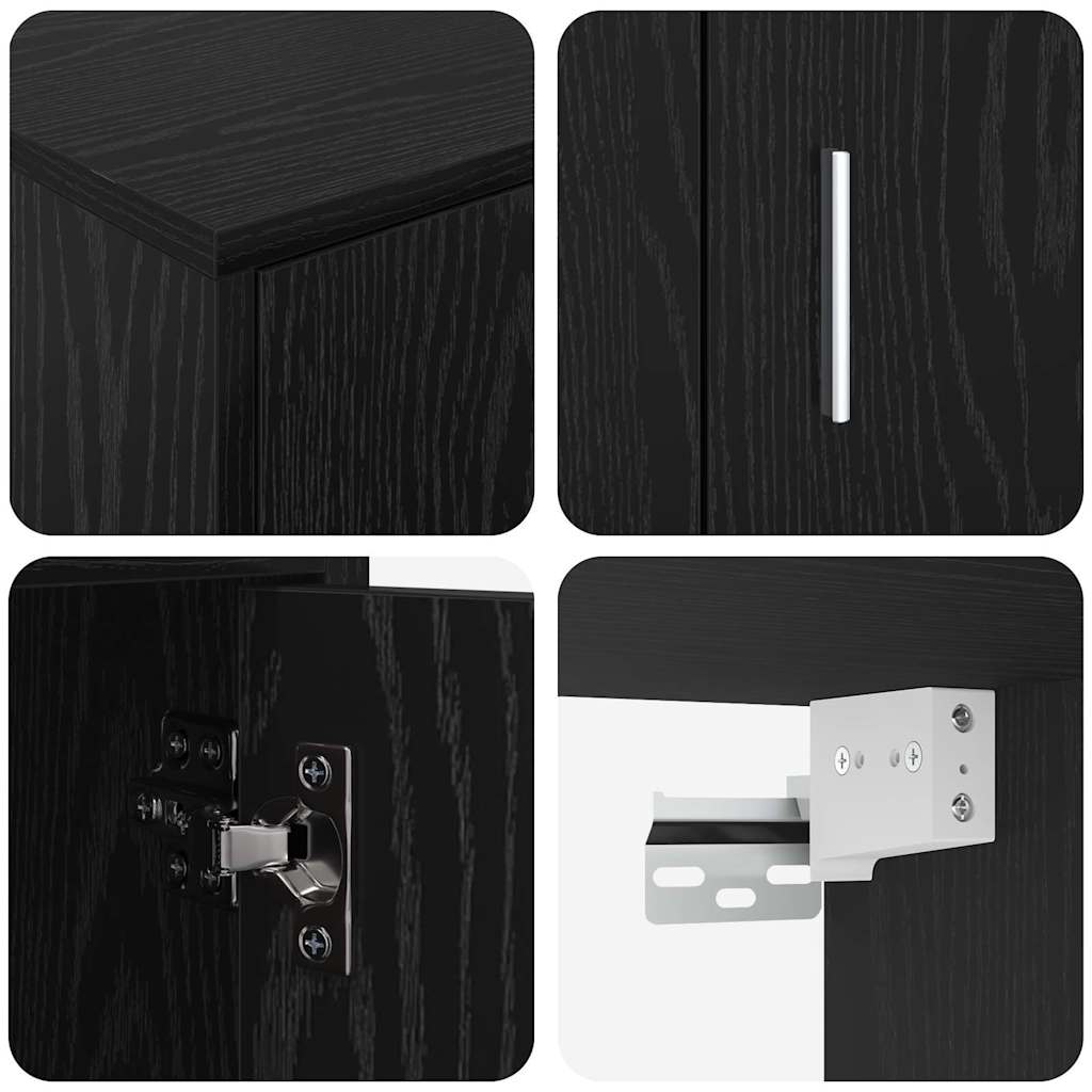 Set de 4 piese pentru cabinet TV cu raft Pe perete 4 pcs Stejar negru GartenMobel Dekor