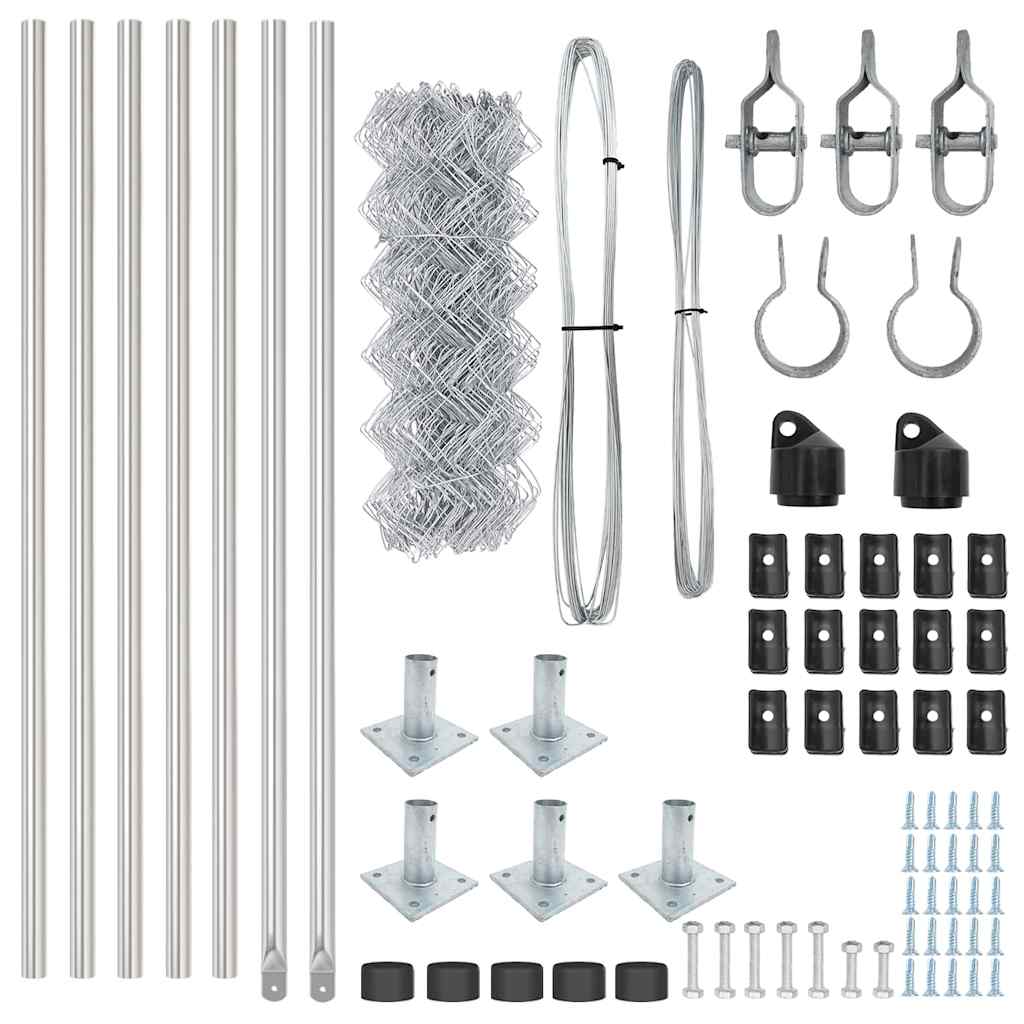 Set de Stâlpi de Gard Argintiu 10 x 0.6 m Oțel galvanizat GartenMobel Dekor
