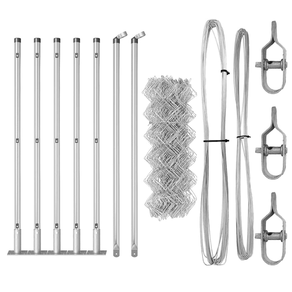 Set de Stâlpi de Gard Argintiu 10 x 0.6 metri Oțel galvanizat GartenMobel Dekor