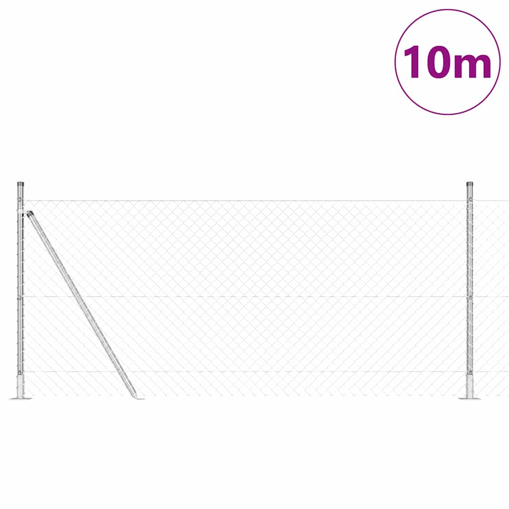 Set de Stâlpi de Gard Argintiu 10 x 0.8 m Oțel galvanizat GartenMobel Dekor