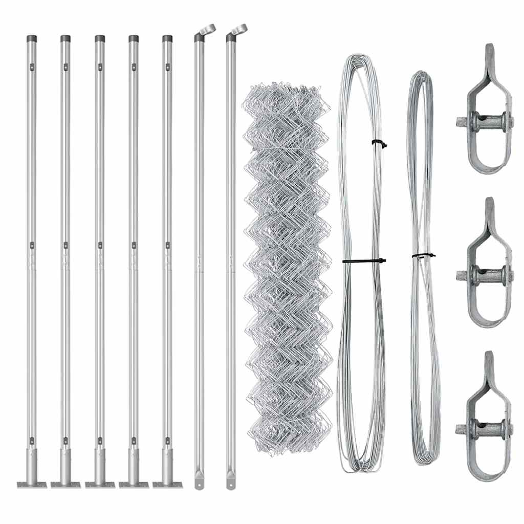 Set de Stâlpi de Gard Argintiu 10 x 0.8 m Oțel galvanizat GartenMobel Dekor