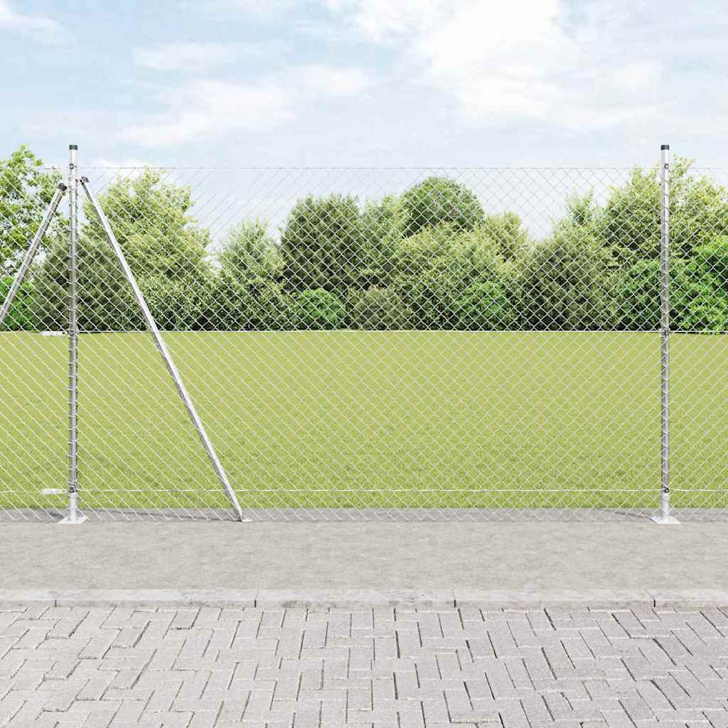Set de Stâlpi de Gard Argintiu 10 x 1.6 m Oțel galvanizat GartenMobel Dekor