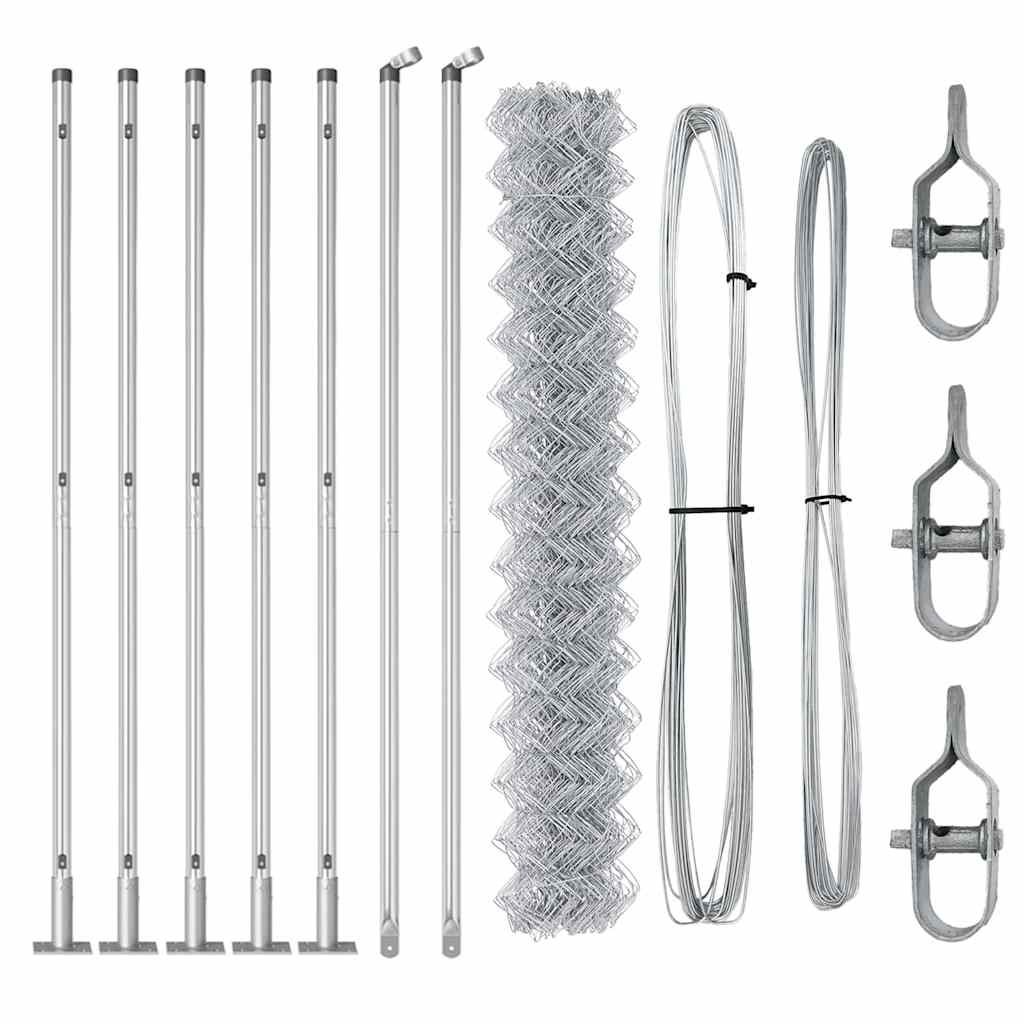 Set de Stâlpi de Gard Argintiu 10 x 1.6 m Oțel galvanizat GartenMobel Dekor