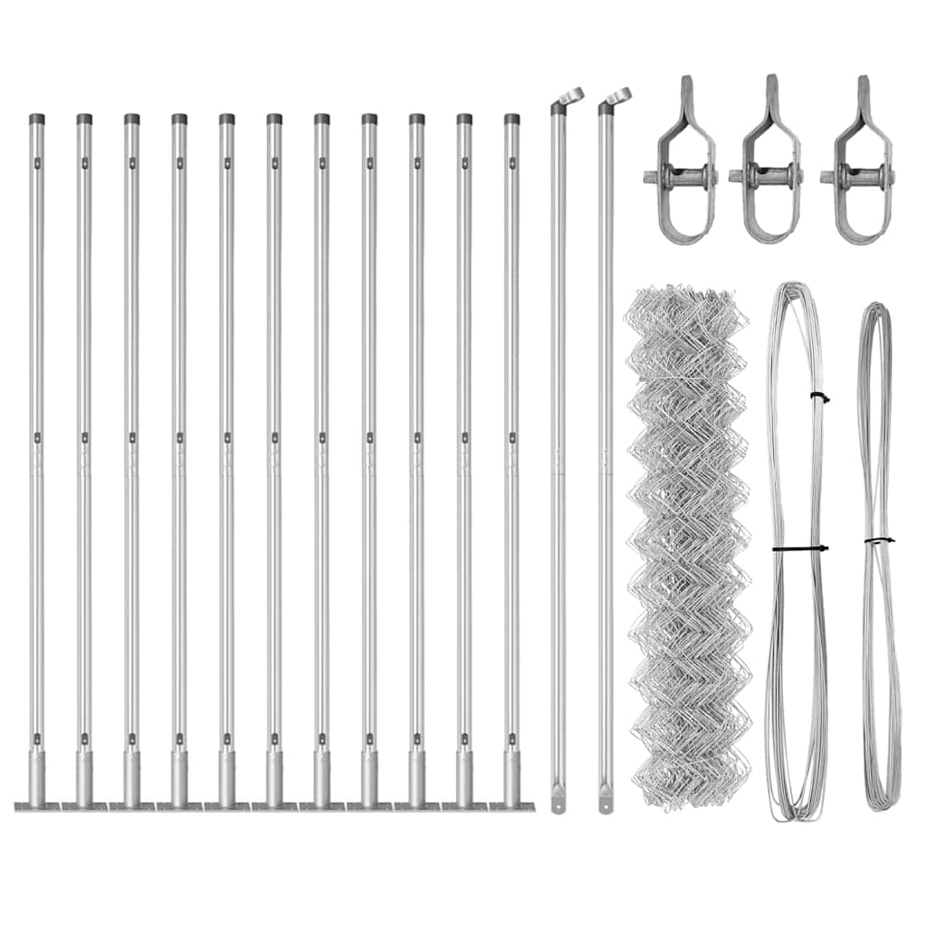Set de Stâlpi de Gard Argintiu 25 x 0.8 m Oțel galvanizat GartenMobel Dekor