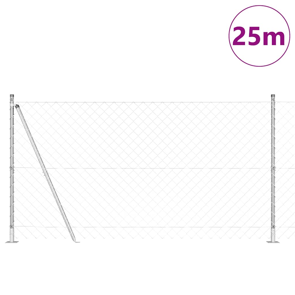 Set de Stâlpi de Gard Argintiu 25 x 1.2 m Oțel galvanizat GartenMobel Dekor