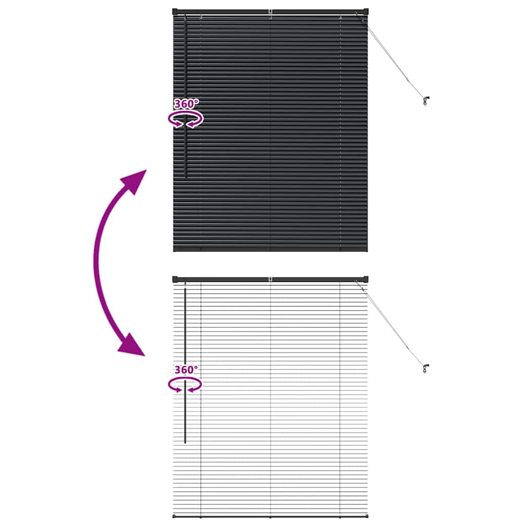 Jaluzea pentru Fereastră cu perdele Altele Manual Negru 105 x 130 cm Aluminiu GartenMobel Dekor