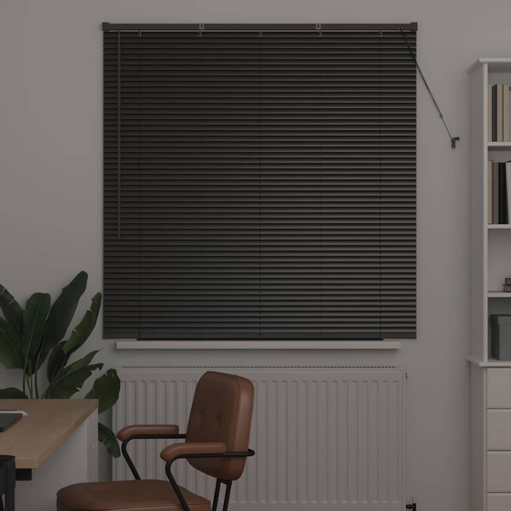 Jaluzea pentru Fereastră cu perdele Altele Manual Negru 130 x 130 cm Aluminiu GartenMobel Dekor