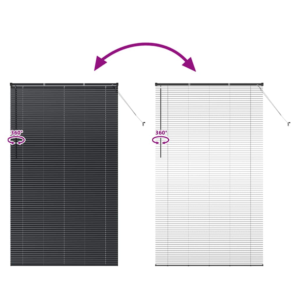 Jaluzea pentru Fereastră cu perdele Altele Manual Negru 135 x 220 cm Aluminiu GartenMobel Dekor