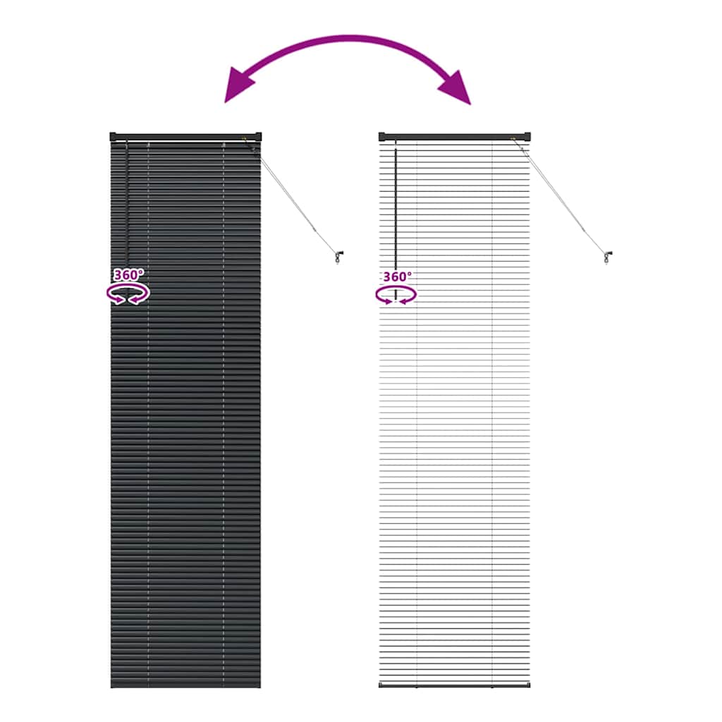 Jaluzea pentru Fereastră cu perdele Altele Manual Negru 80 x 130 cm Aluminiu GartenMobel Dekor