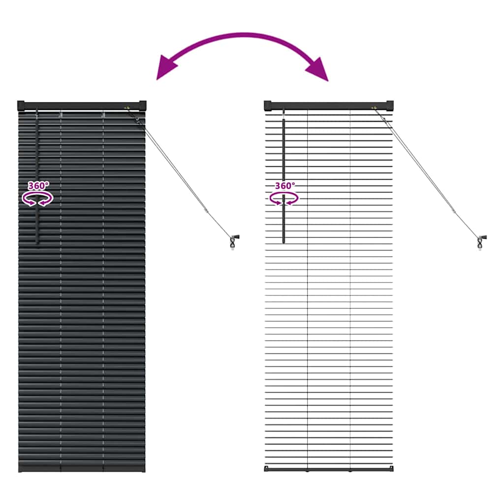 Jaluzea pentru Fereastră cu perdele Altele Manual Negru 80 x 130 cm Aluminiu GartenMobel Dekor