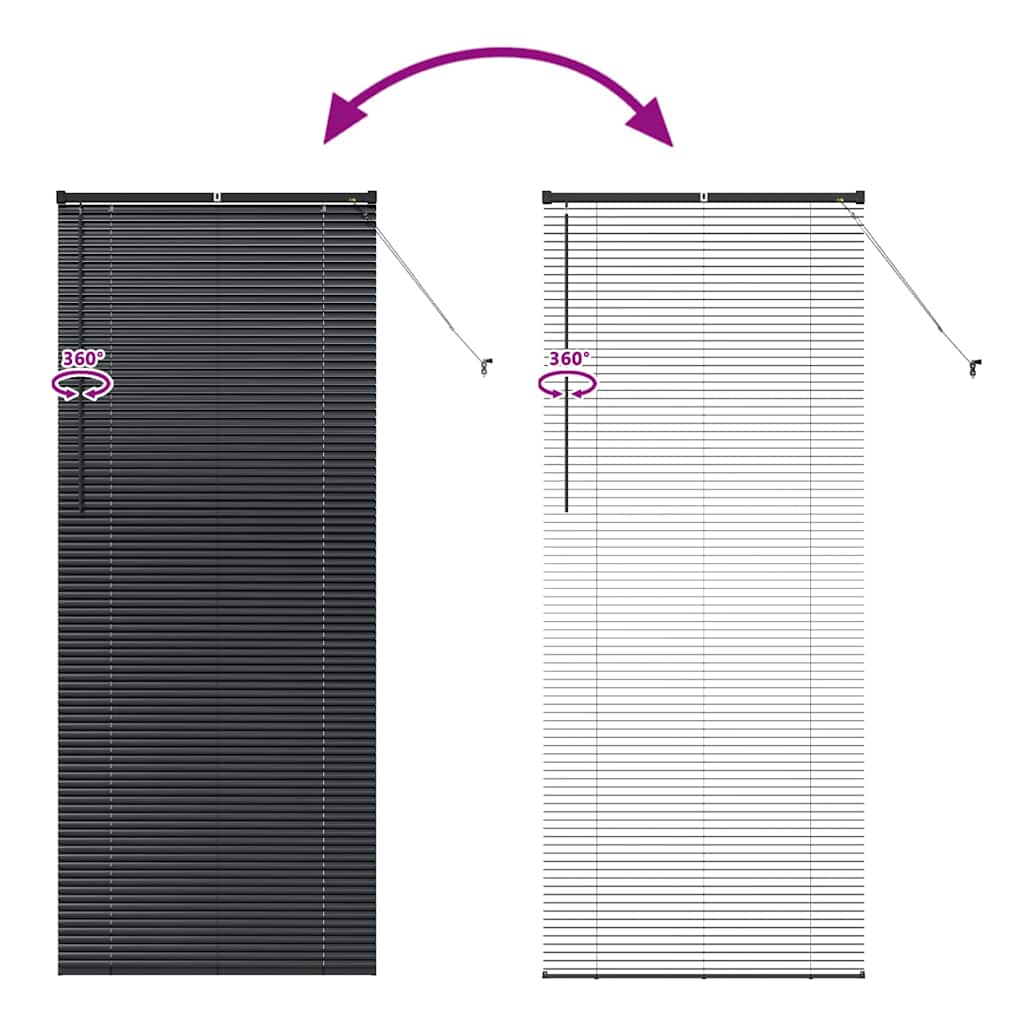 Jaluzea pentru Fereastră cu perdele Altele Manual Negru 80 x 130 cm Aluminiu GartenMobel Dekor