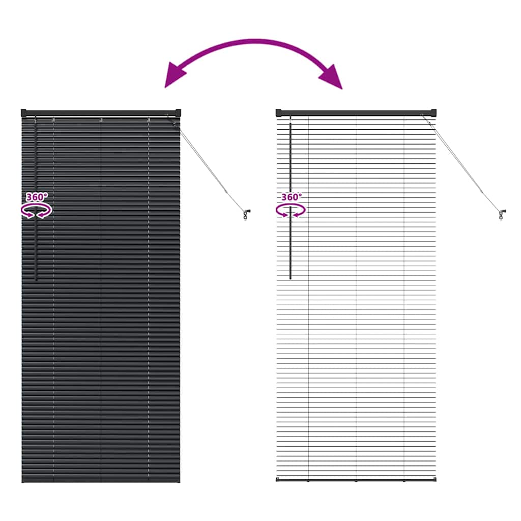 Jaluzea pentru Fereastră cu perdele Altele Manual Negru 80 x 130 cm Aluminiu GartenMobel Dekor