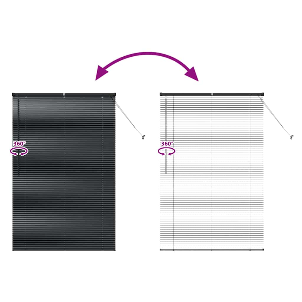 Jaluzea pentru Fereastră cu perdele Altele Manual Negru 80 x 130 cm Aluminiu GartenMobel Dekor