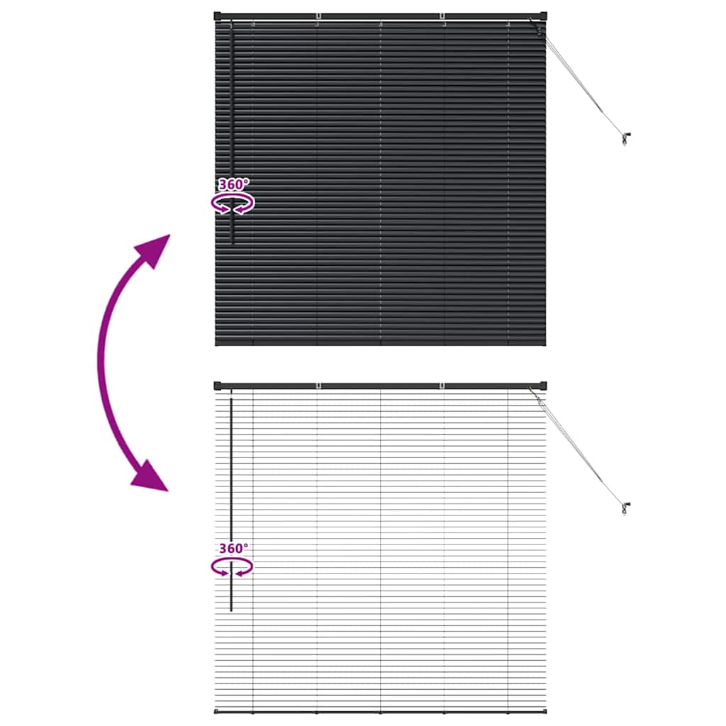 Jaluzea pentru Fereastră cu perdele Altele Manual Negru 80 x 130 cm Aluminiu GartenMobel Dekor