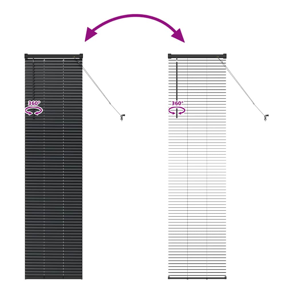 Jaluzea pentru Fereastră cu perdele Altele Manual Negru 80 x 130 cm Aluminiu GartenMobel Dekor