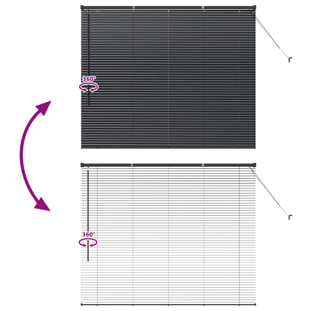 Jaluzea pentru Fereastră cu perdele Altele Manual Negru 80 x 130 cm Aluminiu GartenMobel Dekor