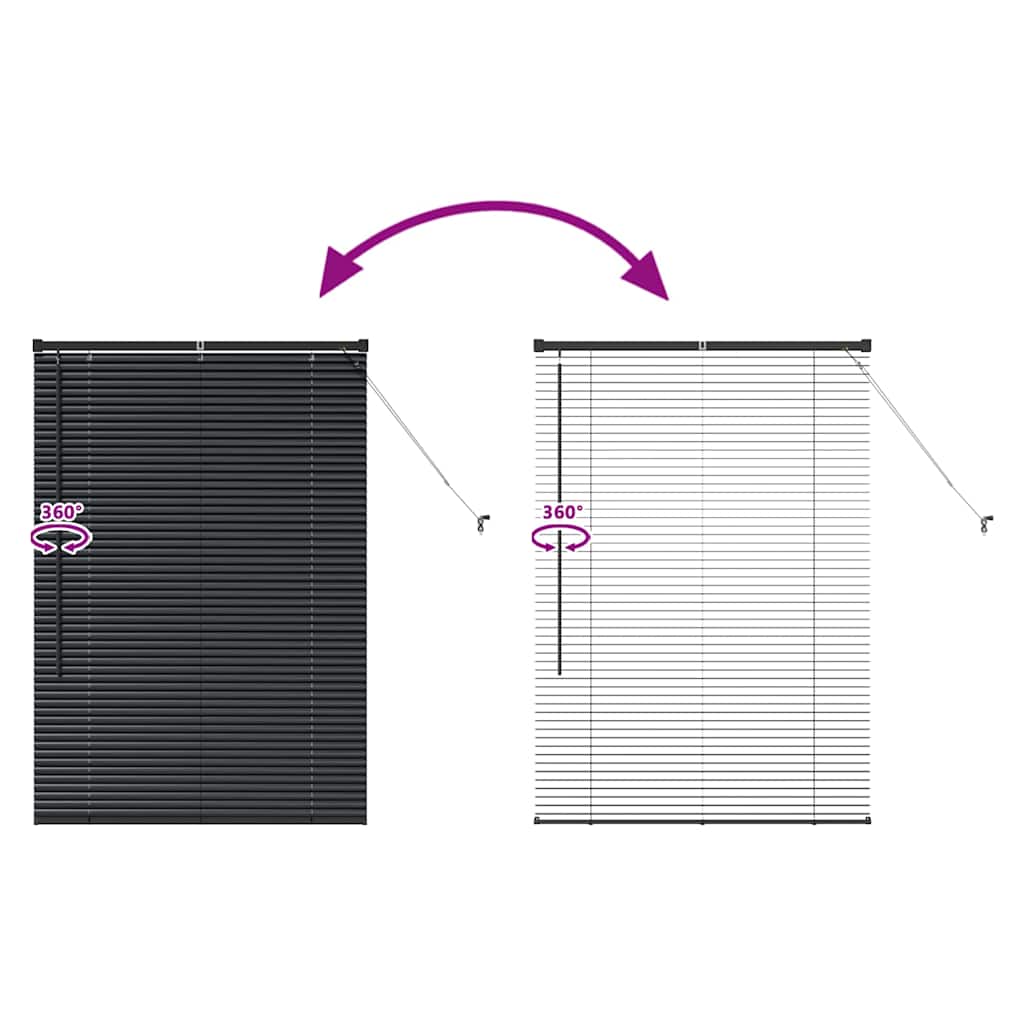 Jaluzea pentru Fereastră cu perdele Altele Manual Negru 80 x 130 cm Aluminiu GartenMobel Dekor