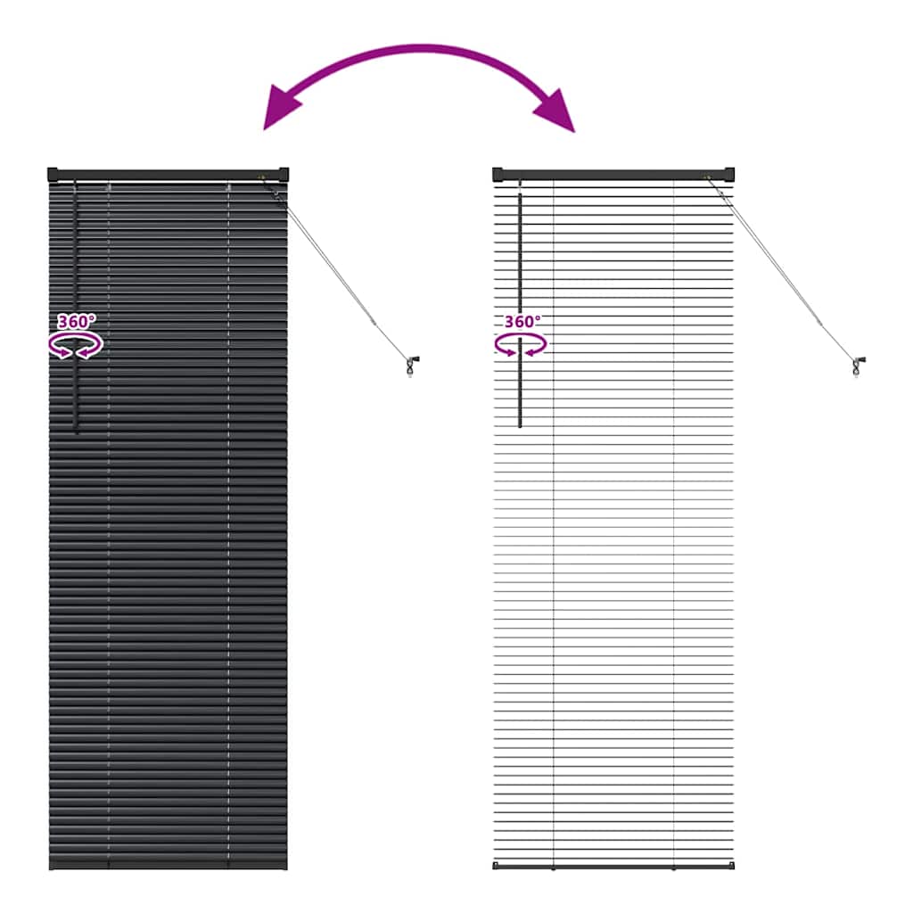 Jaluzea pentru Fereastră cu perdele Altele Manual Negru 80 x 130 cm Aluminiu GartenMobel Dekor