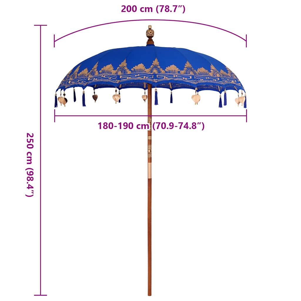 Umbrelă de soare Altele Manual Albastru x 250 cm Bumbac și lemn GartenMobel Dekor