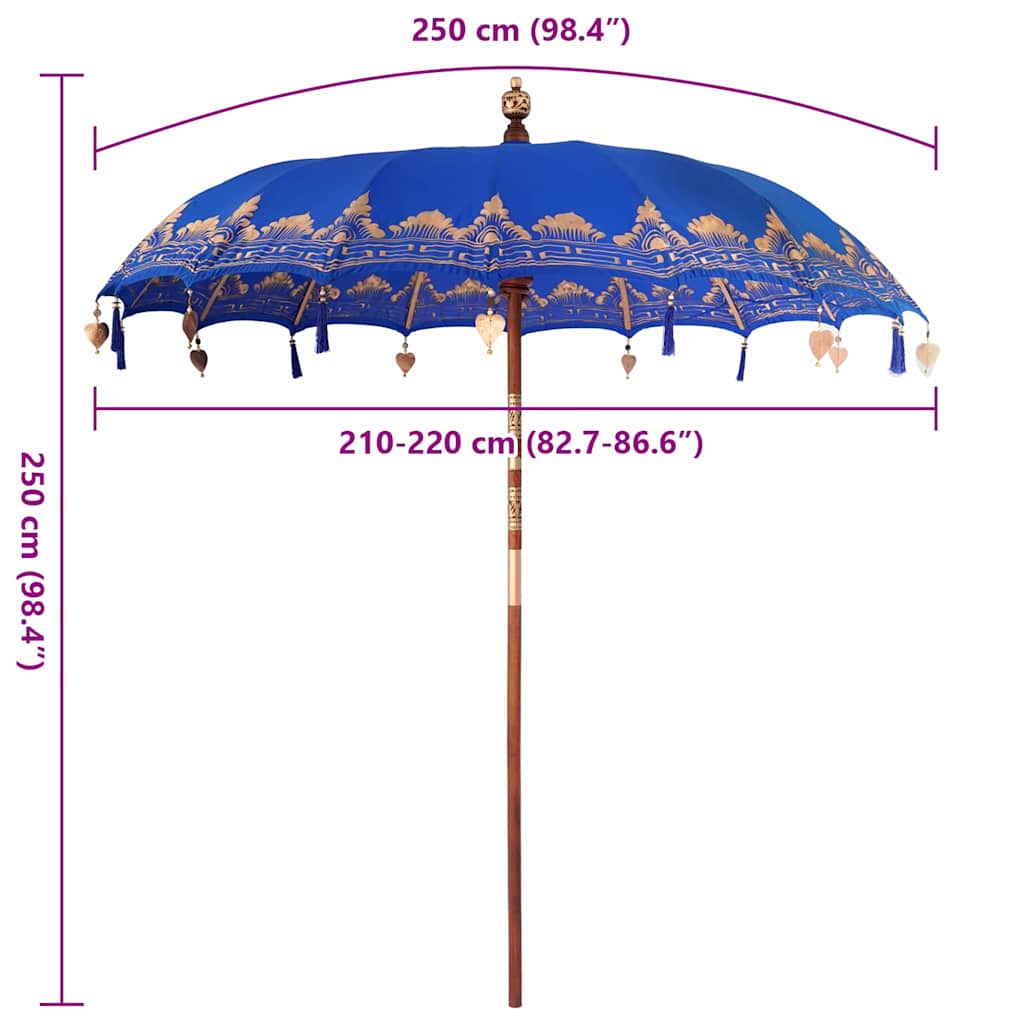 Umbrelă de soare Altele Manual Albastru x 250 cm Bumbac și lemn GartenMobel Dekor