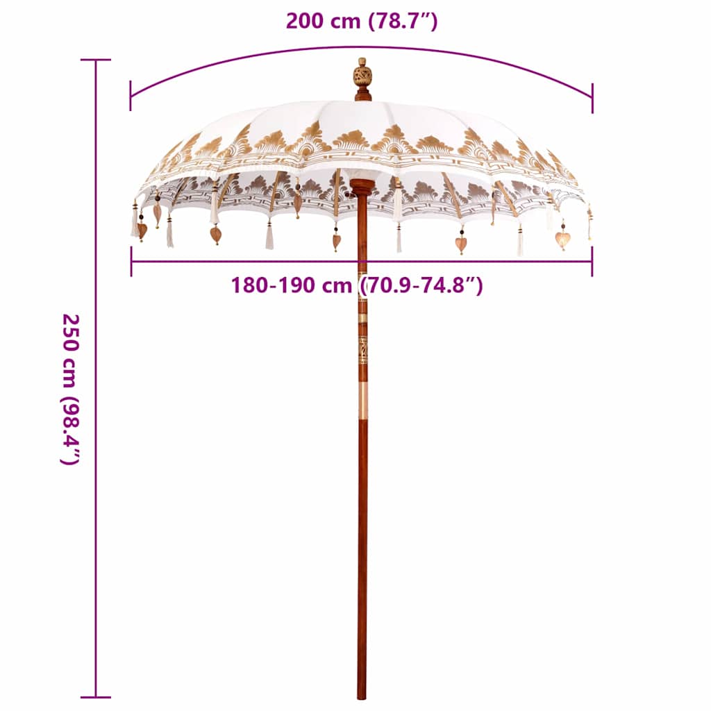 Umbrelă de soare Altele Manual Crem x 250 cm Bumbac și lemn GartenMobel Dekor