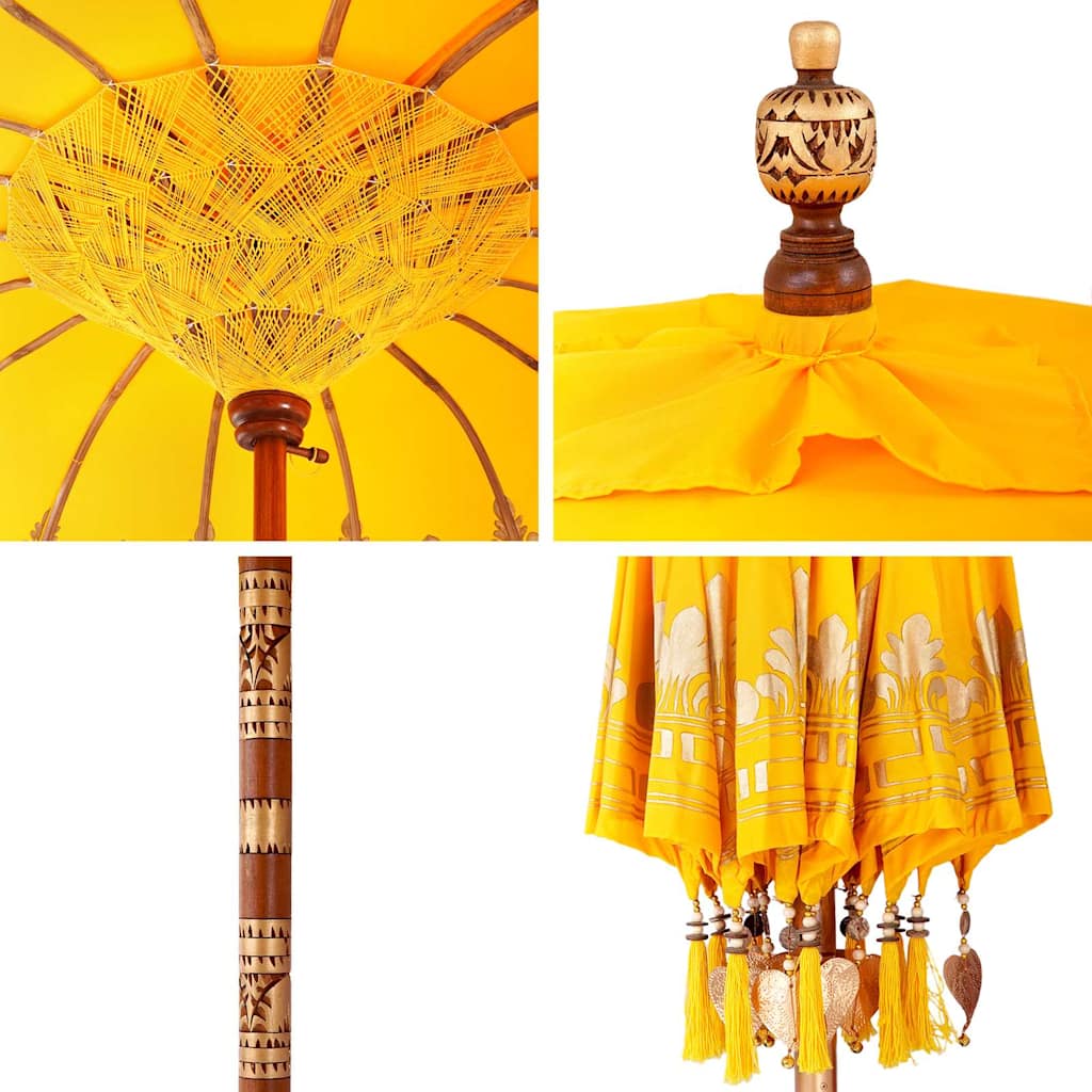 Umbrelă de soare Altele Manual Galben x 250 cm Bumbac și lemn GartenMobel Dekor