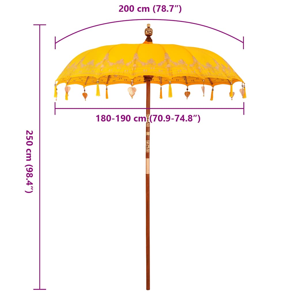 Umbrelă de soare Altele Manual Galben x 250 cm Bumbac și lemn GartenMobel Dekor