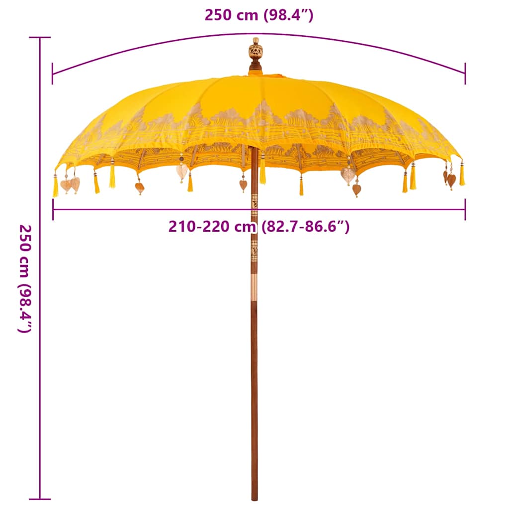 Umbrelă de soare Altele Manual Galben x 250 cm Bumbac și lemn GartenMobel Dekor