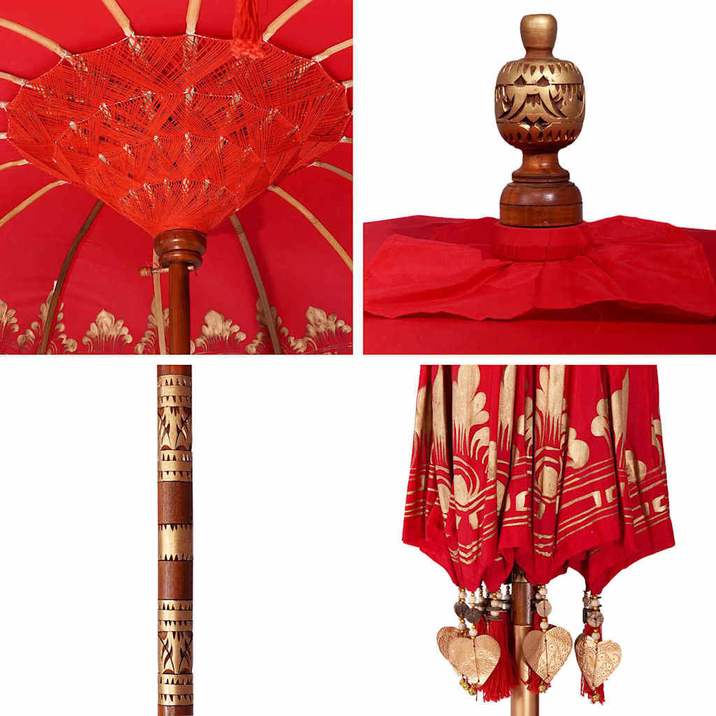Umbrelă de soare Altele Manual Roșu x 250 cm Bumbac și lemn GartenMobel Dekor