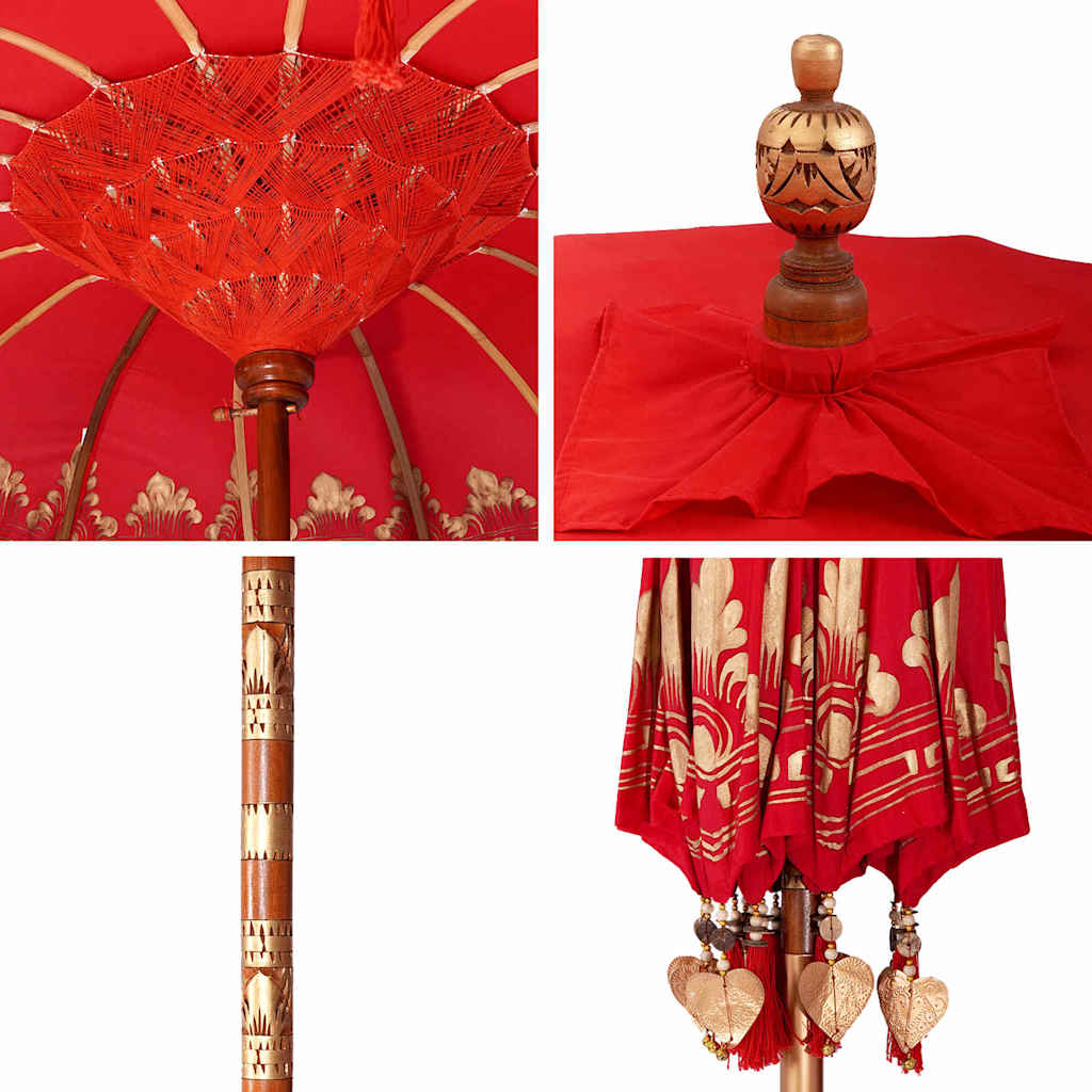 Umbrelă de soare Altele Manual Roșu x 250 cm Bumbac și lemn GartenMobel Dekor
